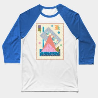 Modern Geometric Quilt Design Baseball T-Shirt